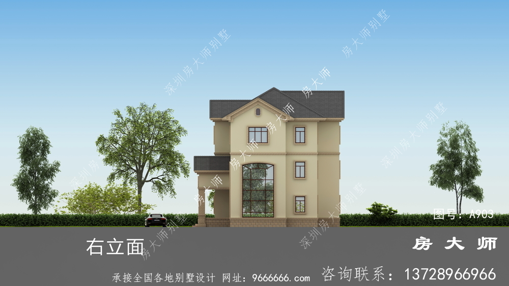 简欧复式农村三层别墅建筑设计图