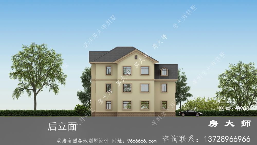 简欧复式农村三层别墅建筑设计图
