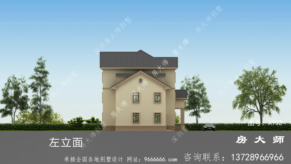 简欧复式农村三层别墅建筑设计图