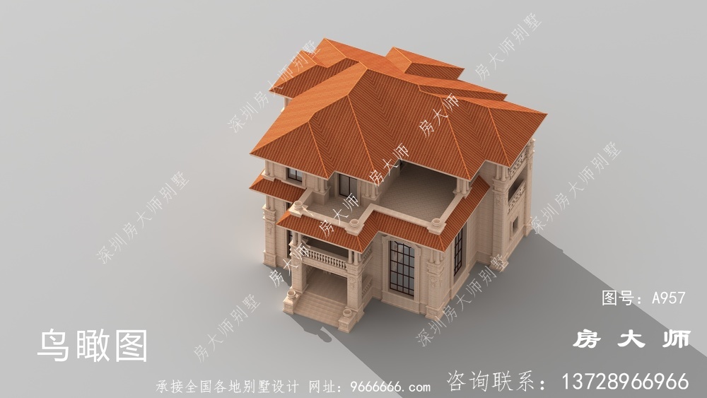 纯石材干豪华三层欧式别墅设计图纸