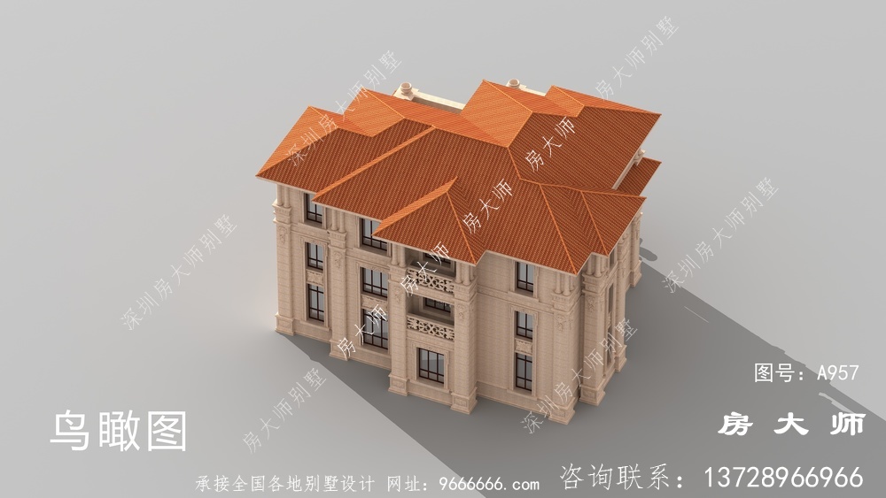 纯石材干豪华三层欧式别墅设计图纸