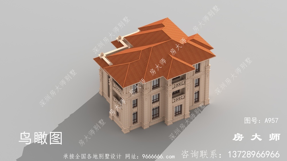 纯石材干豪华三层欧式别墅设计图纸