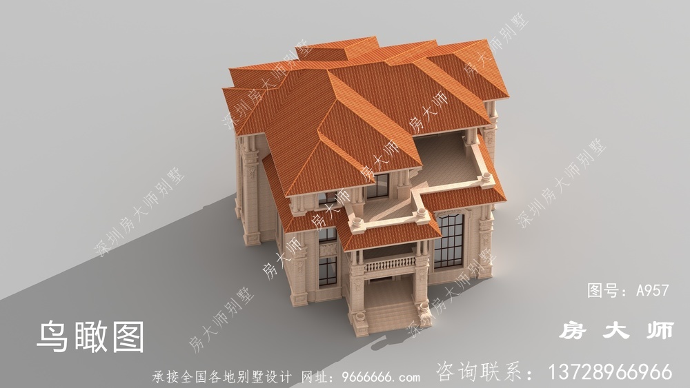 纯石材干豪华三层欧式别墅设计图纸