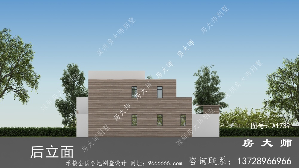 乡村现代平顶两层别墅的设计图宏伟而美丽。