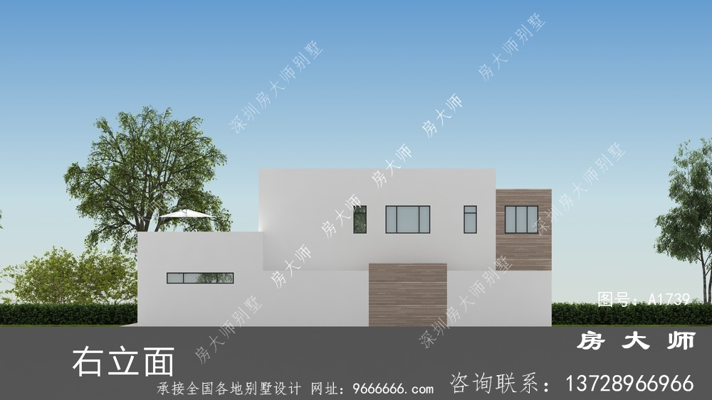 乡村现代平顶两层别墅的设计图宏伟而美丽。