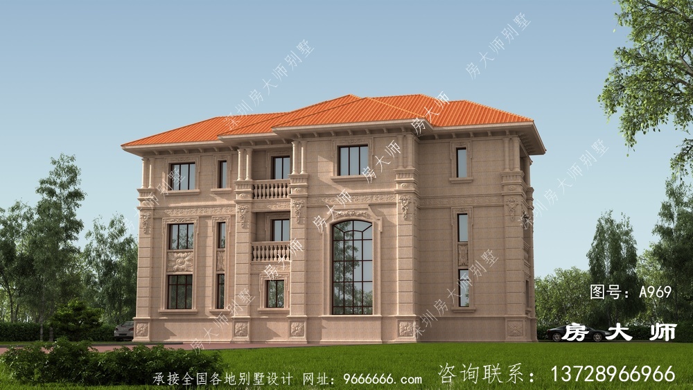 欧式三层农村复式小别墅设计效果图