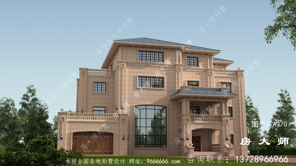 乡村简欧四层复式别墅效果图