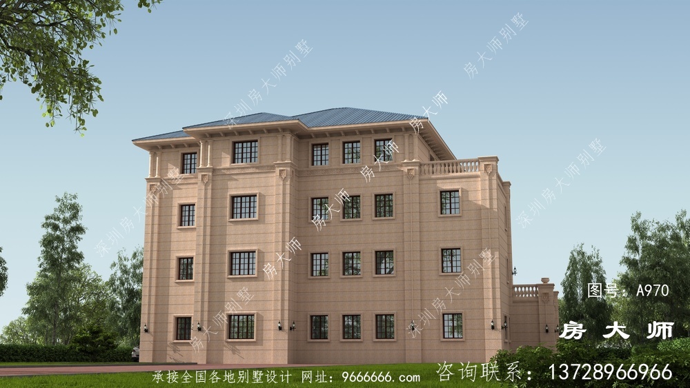 乡村简欧四层复式别墅效果图