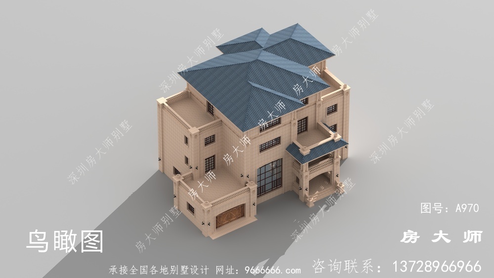 乡村简欧四层复式别墅效果图