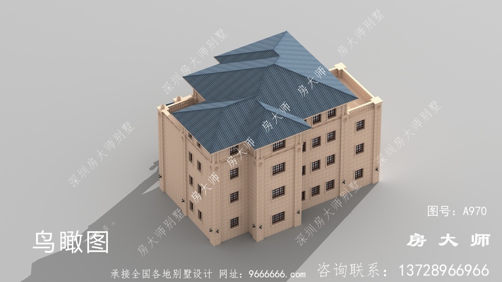 乡村简欧四层复式别墅效果图