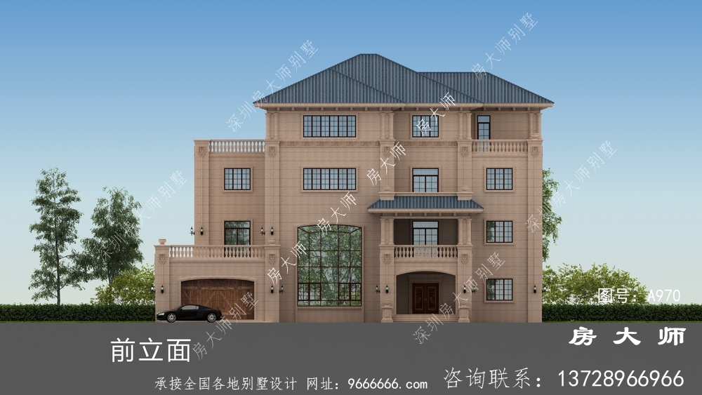 乡村简欧四层复式别墅效果图