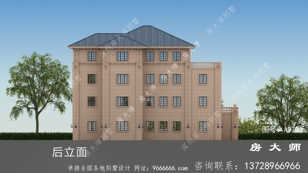 乡村简欧四层复式别墅效果图