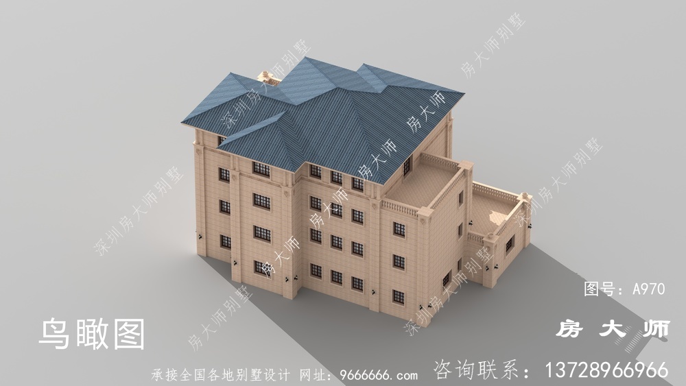 乡村简欧四层复式别墅效果图