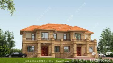 农村大气两层双拼欧式别墅设计图