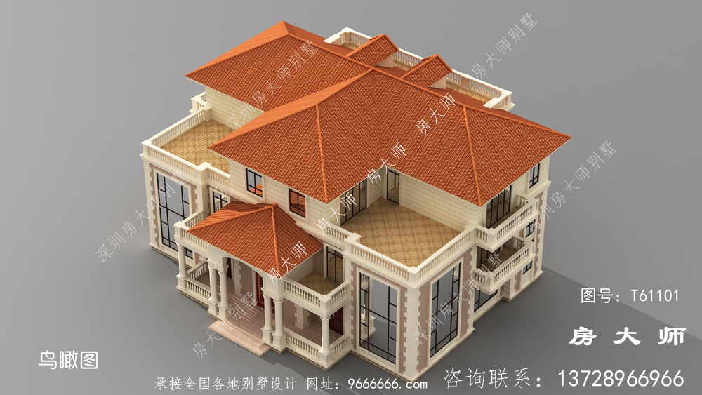 三层楼房设计图，总体设计方案当代时尚潮流。