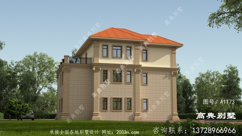 三层的农村自建欧式别墅设计图