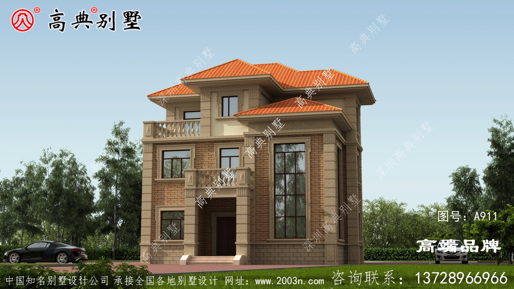 新型复式三层古典欧式建筑设计图