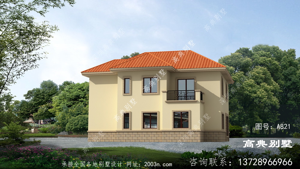简欧两层别墅外观效果图，适合预算低的朋友自建