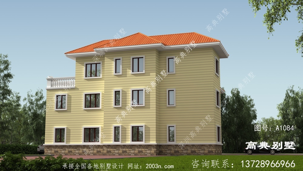 欧式风格三层舒适别墅楼房设计图
