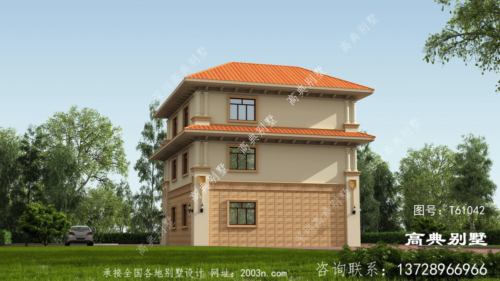 欧式三层高级私人别墅设计图纸