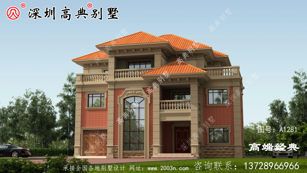 别墅设计图，建成之后可以说是村里首屈一指的大气。