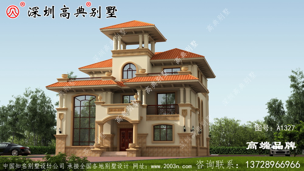 三层复式别墅设计效果图全套CAD图纸，户型豪华精美