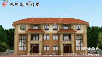 农村简单的三层自营住宅效果图，