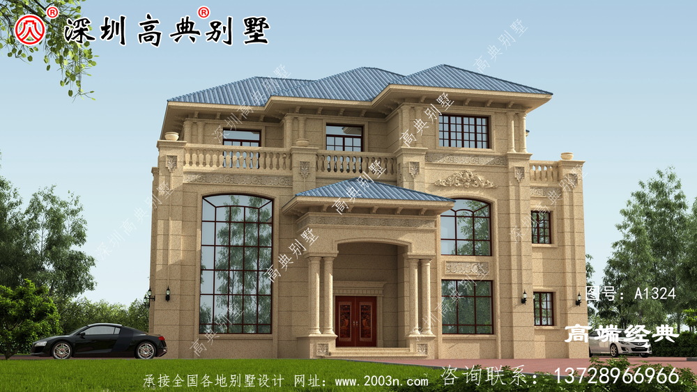 一栋三层别墅就是这样建造的。绝对没有人敢说你土，豪华大气，图纸快收好。